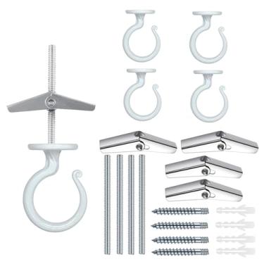 Imagem de Gancho de teto resistente para várias superfícies - suporta 18 kg, versátil para madeira, concreto e drywall, fácil instalação (4, branco)