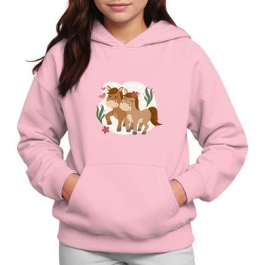 Imagem de Moletom Infantil Canguru Menina Estampa Cavalinhos - Samcro Vestuário,