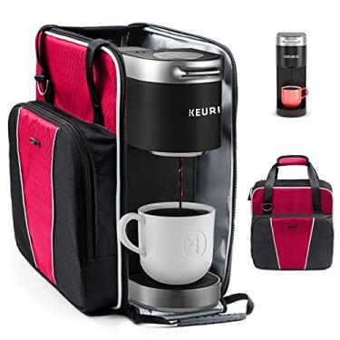 Imagem de BAGSPRITE Bolsa de viagem para cafeteira compatível com Keurig K-Mini ou K-Mini Plus, estojo de transporte para cafeteira de dose única com vários bolsos para cápsulas K-Cup, bolsa de armazenamento