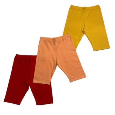 Imagem de Kit 3 Bermuda Ciclista Infantil Para Meninas - Cor Lisa - Sem Marca, C