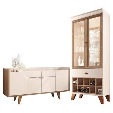 Imagem de Buffet Melodia e Cristaleira Ópera Off White Castanho  HB Móveis - HB 