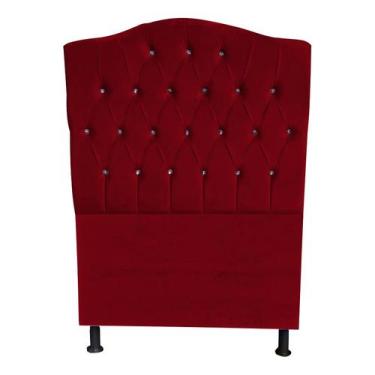Imagem de Cabeceira De Cama Box Princesa Solteiro 90 cm Botão Strass Suede Verme