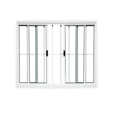 Imagem de Vitro 4 Folhas Aluminio Branco Com Grade 1,00x2,00 - ALLO ESQUADRIAS