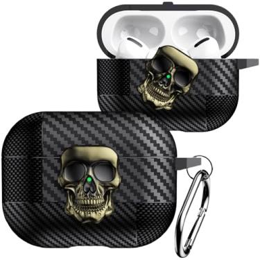 Imagem de CCSmall Capa para Airpods Pro 2ª geração com chaveiro mosquetão, capa de proteção de caveira 3D engraçada à prova de choque com trava segura para meninas e meninos para Airpods Pro 2 geração, caveira