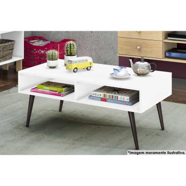 Imagem de Mesa Centro Sala RT3064 c/ 2 Nichos Branco - Movelbento