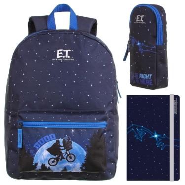 Imagem de Kit mochila escolar estojo E caderno - bicicleta filme et