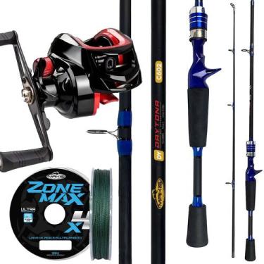 Imagem de Kit Pesca 18kg Vara 1,80mt Carretilha 19 Rolamentos E Linha - MAKIS FI