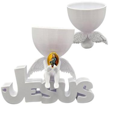 Imagem de Anjinho da Guarda Santa Joana D Arc Jesus 3d Decoração Vaso - Point da