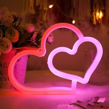 Imagem de Sinais de néon de coração, luz de parede neon LED, luz de decoração de mesa e parede para quarto de menina, dormitório, casamento, aniversário, dia dos namorados, festa de aniversário, decoração de