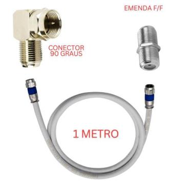 Imagem de Cabo Coaxial Para Antena de Tv  1 metro Crimpado com Emenda F/F e Adap