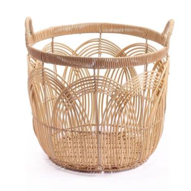Imagem de Cesto Redondo 40Cm Com Alças Arcos Palha Rattan - Oikos