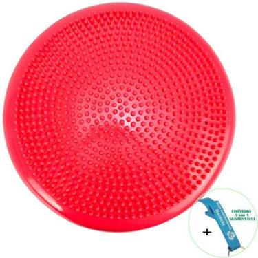 Imagem de Disco de Equilíbrio Para Exercícios Inflável 33 cm Vermelho + Chaveiro