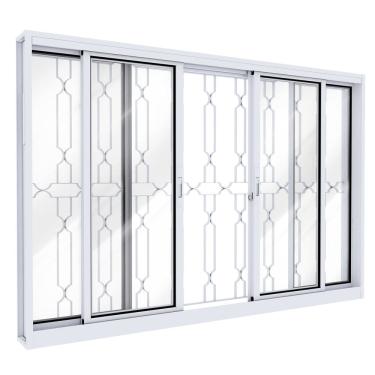 Imagem de Janela de Aço com Grade Mosaico e Fecho Embutido Facilita Lucasa Branco