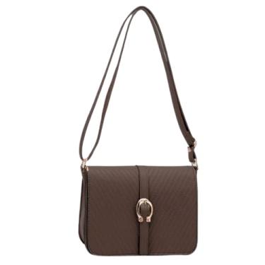 Imagem de Bolsa Feminina Compacta Celular Carteira Transversal (Marrom escuro)