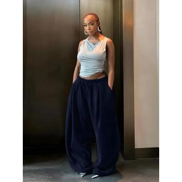 Imagem de Calça Feminina de Veludo Cotelê Y2K - Cintura Alta, Perna Larga e Caim