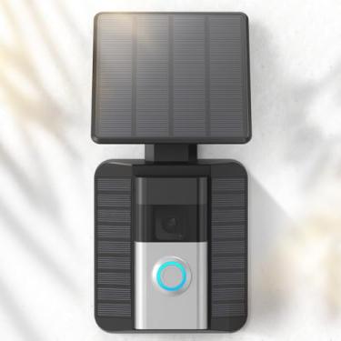 Imagem de Carregador solar de campainha compatível com campainha de vídeo ring 3/3 Plus/4/campainha de bateria Plus/campainha de bateria Pro (porta em forma de U), suporte de painel solar ajustável e eficiente