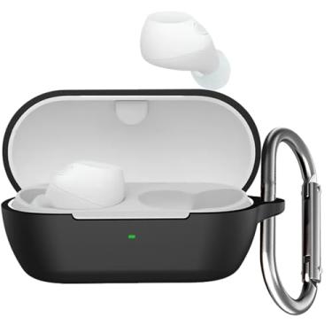Imagem de USTIYA Capa para fones de ouvido sem fio Sony WF-C710N capa de proteção de silicone macio de corpo inteiro com chaveiro, acessórios para fone de ouvido Funda Carcasa (preto)