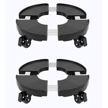Imagem de CASIMR Suporte de plantas com rodas, pacote com 2 suportes ajustáveis de 38 a 50 cm para plantas resistentes com rodízios, carrinho de vaso grande para uso interno e externo, suporte para vaso de