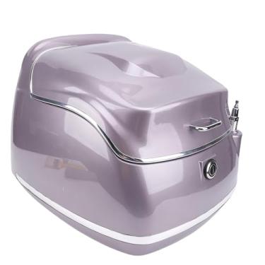 Imagem de Caixa Cauda Motocicleta, 38l Retro Impermeabilização Moto Capacete Armazenamento Sacos Portador Lockable Do Armazenamento Com Chaves Ajuste Universal Para Scooters Bicicletas (Brown elegante)