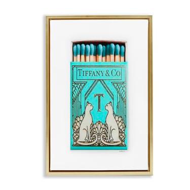 Imagem de Stupell Industries Blue Glam Brand Matches Gold Framed Floater Canvas Wall Art Design por Amanda Greenwood, 17 x 25