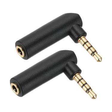 Imagem de PATIKIL Adaptador de áudio macho para fêmea de 3,5 mm (1/20.3 cm), 2 peças, plugue estéreo, conector adaptador de áudio, ângulo reto para fone de ouvido, computador, laptop, alto-falante, preto