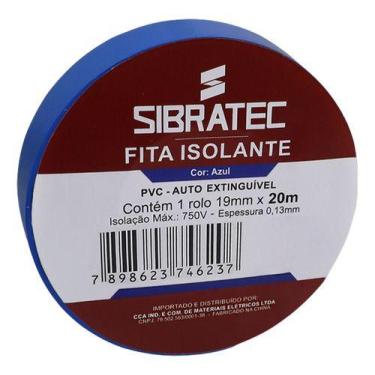 Imagem de Fita Isolante Azul 20 Metros Sibratec Uso Geral 5 Un