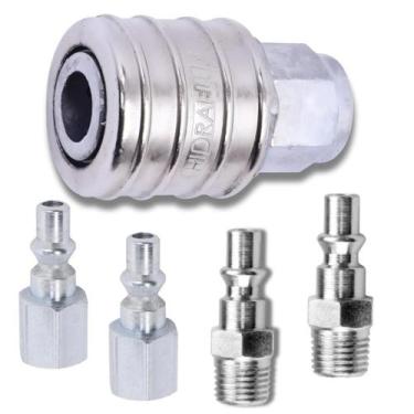 Imagem de Jogo Conectores Engate Rápido 1/4 Npt Pneumáticos Compressor - Bjb Equ