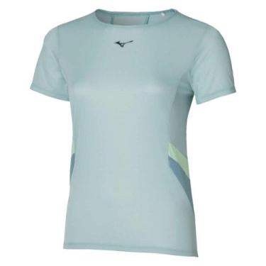 Imagem de Camiseta de Corrida Mizuno DryAeroFlow Feminina, Azul, G