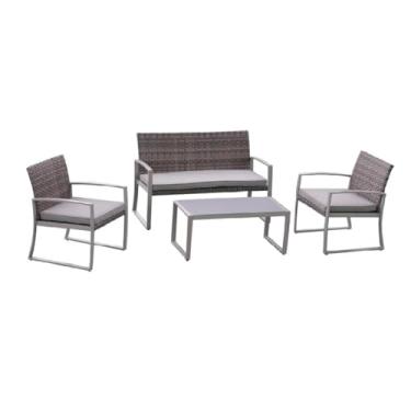 Imagem de Conjunto de Àrea Externa Positano com 1 Sofá, 2 Poltronas 1 Mesa - Cinza
