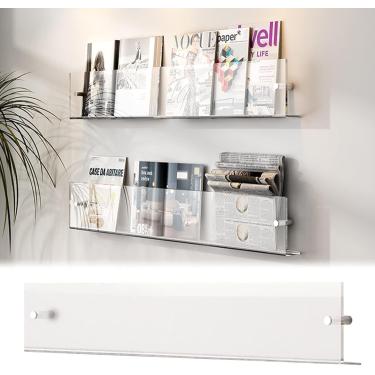 Imagem de Suporte De Chão Porta-revistas Montado Na Parede Suporte De Porta-revistas Brochura De Acrílico Transparente Suporte De Exibição De Literatura Para Sala De Estar, One Color, 100cm/39.4"