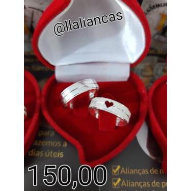 Imagem de Aliança namoro na prata 950k 6mm trabalhada com coração vazado na femi