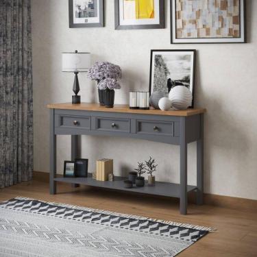 Imagem de Mesa Aparador 3 Gavetas 1 Prateleira Veneza Cinza