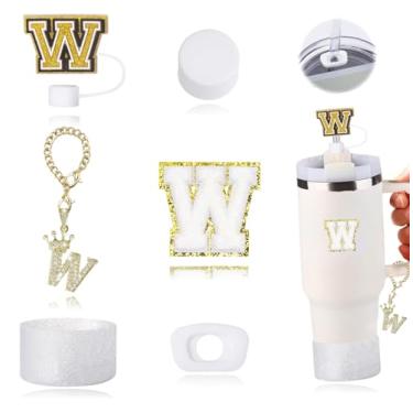 Imagem de Conjunto de acessórios para copos Stanley, incluindo 1 alça de alça de garrafa de água, 1 bota de copo Stanley de silicone, 1 capa de canudo de silicone, 2 pingentes Stanley para copo Stanley de 1,134