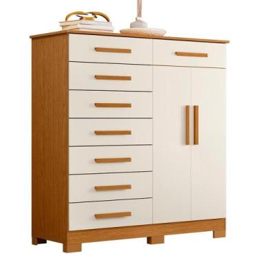 Imagem de Cômoda Verona 2 Portas e 8 Gavetas - Móveis Albatroz, Cinamomo/Off Whi