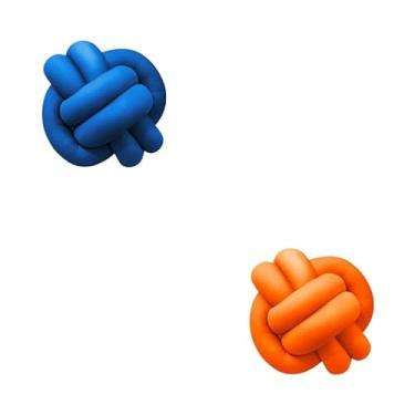 Imagem de Almofadas De Nó 28cm x 28cm Lindas Decorativas Sala Sofá Cama Cores (AZUL BIC E LARANJA)