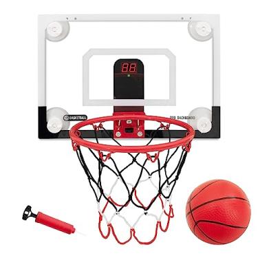 Imagem de RUNBOW Mini cesta de basquete para ambientes internos com forte ventosa para crianças e adultos sobre a porta de basquete montada na parede cabem vidro, azulejo, mármore e madeira lisa (43 x 30 cm, com marcador)