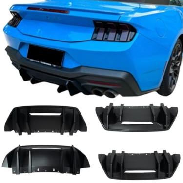 Imagem de Lábio do para-choque traseiro do carro compatível com Mustang 2024 difusor divisor dianteiro Spoiler Body Kit Acessórios para carro (Carbon Look B)