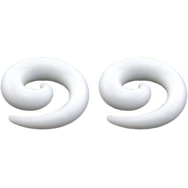 Imagem de 1 par 1,6 mm (14 G) alargadores cônicos de caracol espiral acrílico branco alargador de orelha alargador calibres medidor kit de alongamento de orelhas redemoinho túneis brincos conjunto de