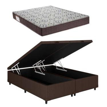 Imagem de Cama Box Baú Queen Bipartido Marrom Colchão ISO 150 D45 - Ortobom