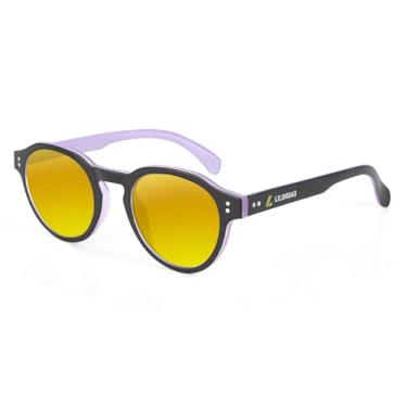 Imagem de LILONGAD Óculos de sol polarizados para homens e mulheres – armação TR90 leve, lentes de policarbonato resistentes a arranhões, UV400 para dirigir/viajar, Roxo/amarelo