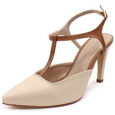 Imagem de Scarpin Re&Ton Salto Médio Aberto Confortável SC17 (Bege Marrom, BR, Adulto, Numérico, 36)