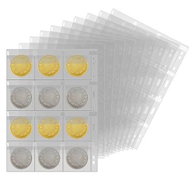 Imagem de Coleção de Moedas Suprimentos Páginas para Colecionadores, Porta-Moedas 12 Folhas Porta-Moedas para Álbum Livro, Protetores de Fichário para Colecionadores de Dólar Prateado e Moedas (12 bolsos)