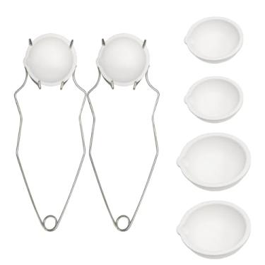Imagem de Kit de cadinho de metal derretido de 8 peças com 2 pinças, tigelas refratárias de 4 x 2 onças e 2 x 5 oz - cadinhos de quartzo dourado/prata para fundição, alquimia, fundição de joias (resistência a