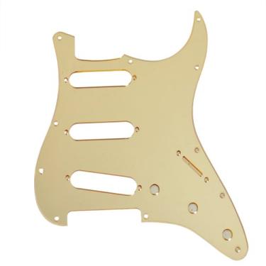 Imagem de Protetor de palheta SSS estilo ST/Strat de 11 furos para peças de guitarra estilo moderno Stratocaster/Strat dos EUA/México, 3 camadas com parafusos (espelho dourado)