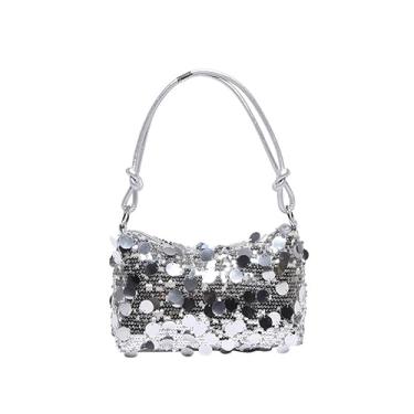 Imagem de Bolsa feminina brilhante para noite com lantejoulas, bolsa clutch com glitter, bolsa transversal Hobo para festa de formatura e casamento, Prata, tamanho �nico