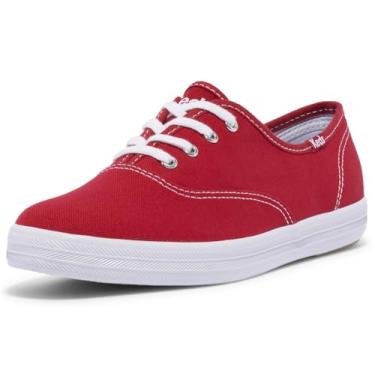 Imagem de Keds Tênis feminino Champion de lona com cadarço, Tela vermelha, 9.5 X-Wide