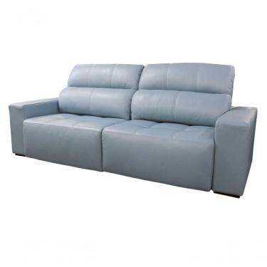 Imagem de Sofá Retrátil E Reclinável De Couro Atami 2,50 M Light Blue - Mempra Design