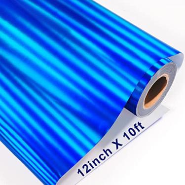 Imagem de GIRAFVINYL Vinil holográfico de transferência de calor 30,5 cm x 3,5 m azul real HTV ferro em vinil para roupas e tecido, vinil HTV fácil de remover ervas daninhas compatível com Silhouette Camafeu (azul real holográfico)