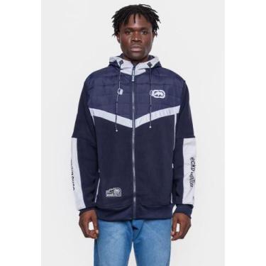 Imagem de Moletom Ecko Canguru Aberto Azul Conforto Urbano Masculino, P, Marinho