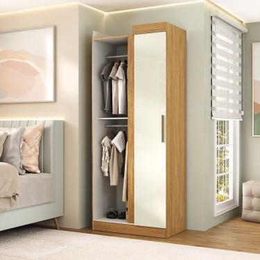 Imagem de Guarda-roupa Canto Reto 2 Portas Paris Cinamomo-off White